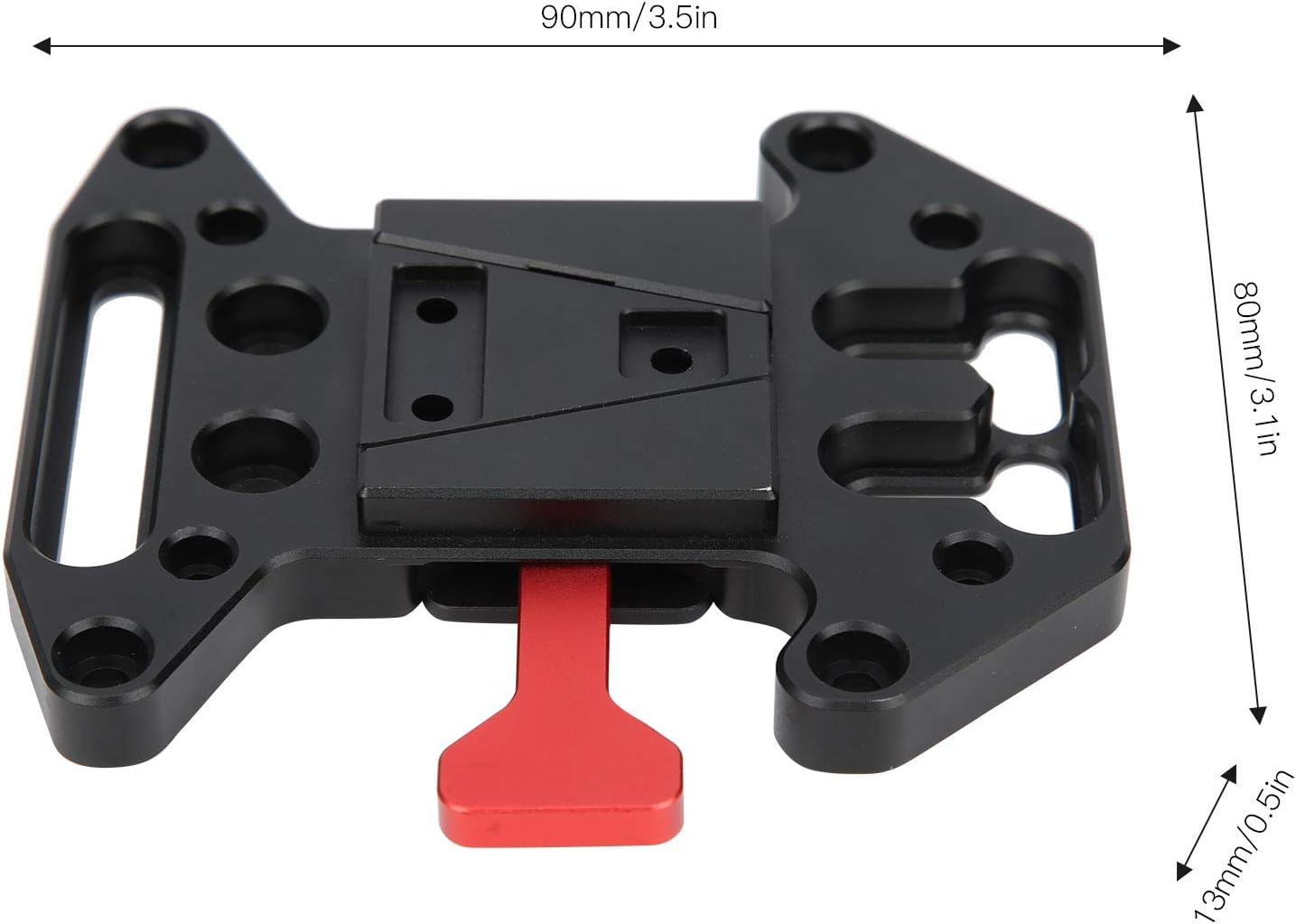 Aluminium Alloy V Shape Battery Plate, Universal V Mount Battery Base for Cameras, CNC Machined Quick Release with Safety Lock, Black Accessory for All V Mount Batteries