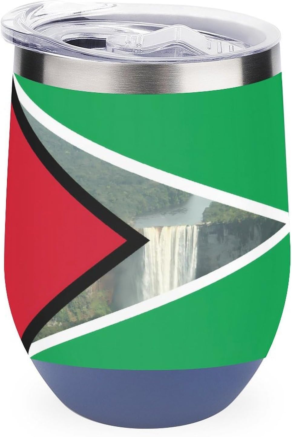 Guyana Flag Kaieteur Waterfalls Insulated Drinking Cup Stainless Steel Coffee Mug Wine Tumbler with Lid 12OZ
