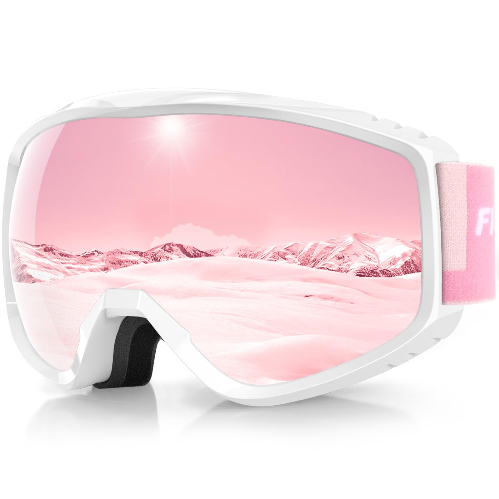 Findway Maschere da Sci, Occhiali Sci Donna Uomo, Maschera da Snowboard e Sci per Occhiali da Vista OTG,Anti-UV Protezione UV Anti-Nebbia Specchiato Sfericamente