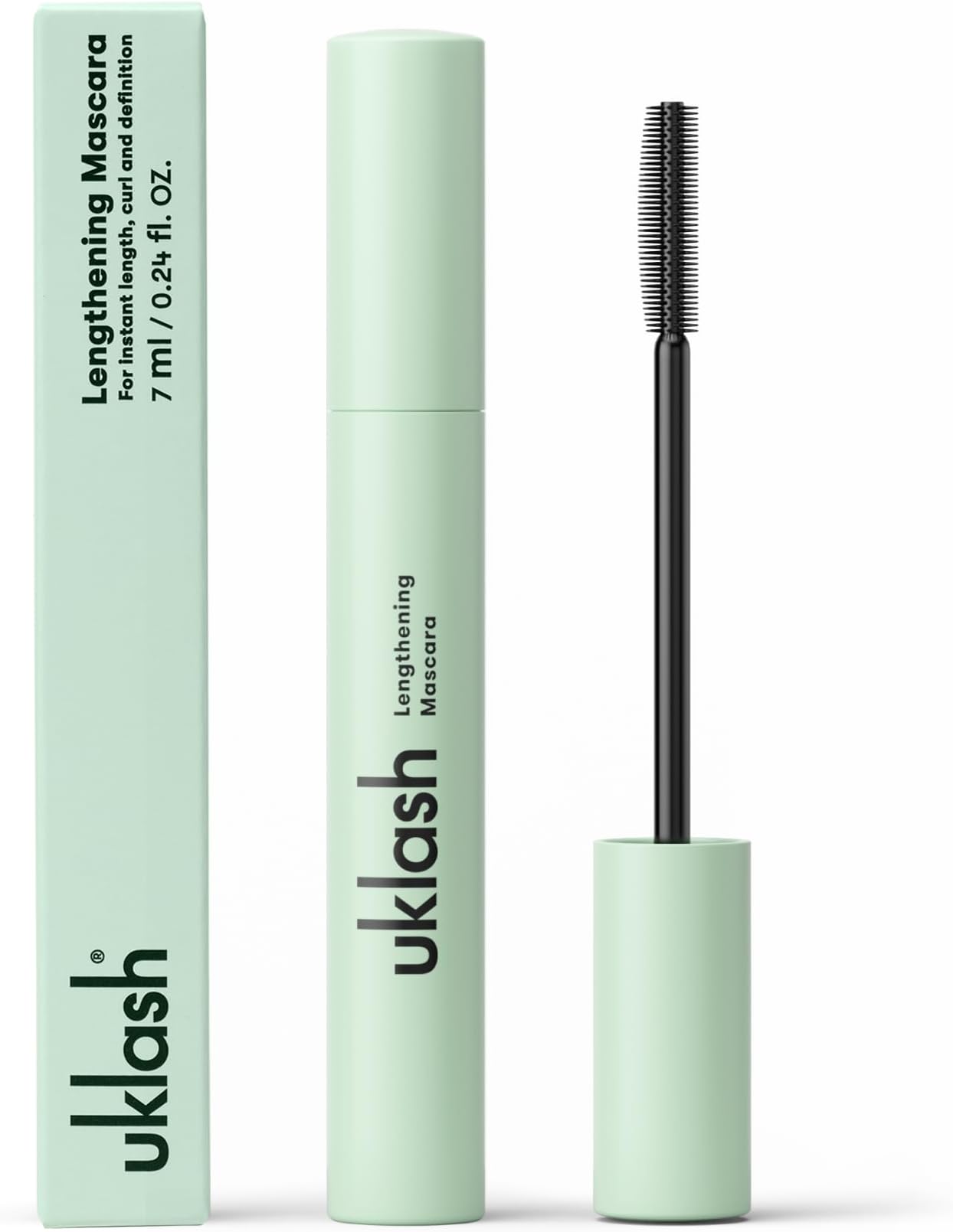 Lengthening Mascara (Mascara) - Black, Extra-Black Pigmented, Water-Resistant, Vegan-Friendly, Paraben-Free, Cruelty-Free, Lengthening Formula with Double-Sided Silicone Wand