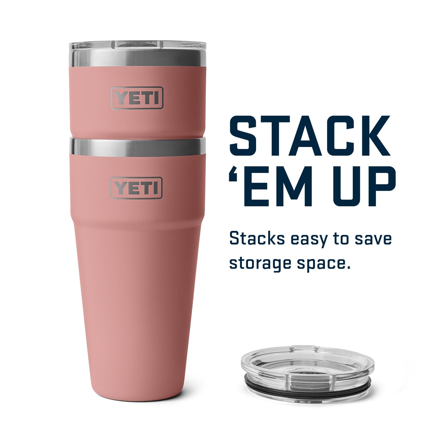 YETI Rambler Gobelet empilable isotherme en acier inoxydable avec couvercle MagSlider, 887 ml, rose grès