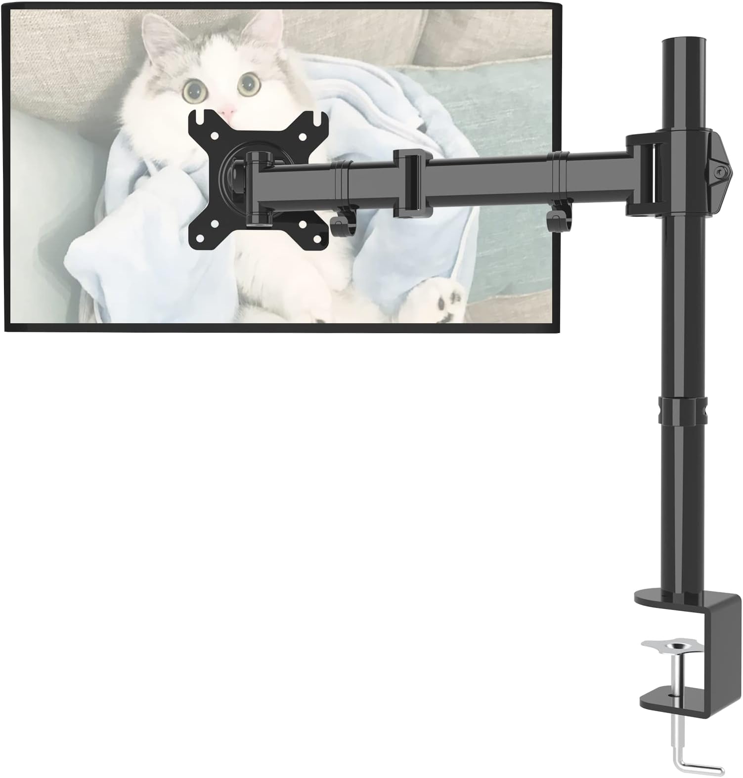 Gibbon Mounts Single Monitor Desk Mount, Fully Adjustable Monitor Arm Stand Fit 1 Screen up to 27 Inch with VESA 75X75 and 100X100, 17.6 lbs Capacity, C-Clamp Base