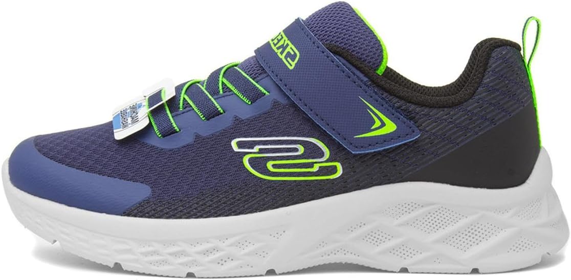 Skechers Kids Boy's Microspec Ii-zovrix Sneaker, Navy Blue/Lime, 4 Big Kid