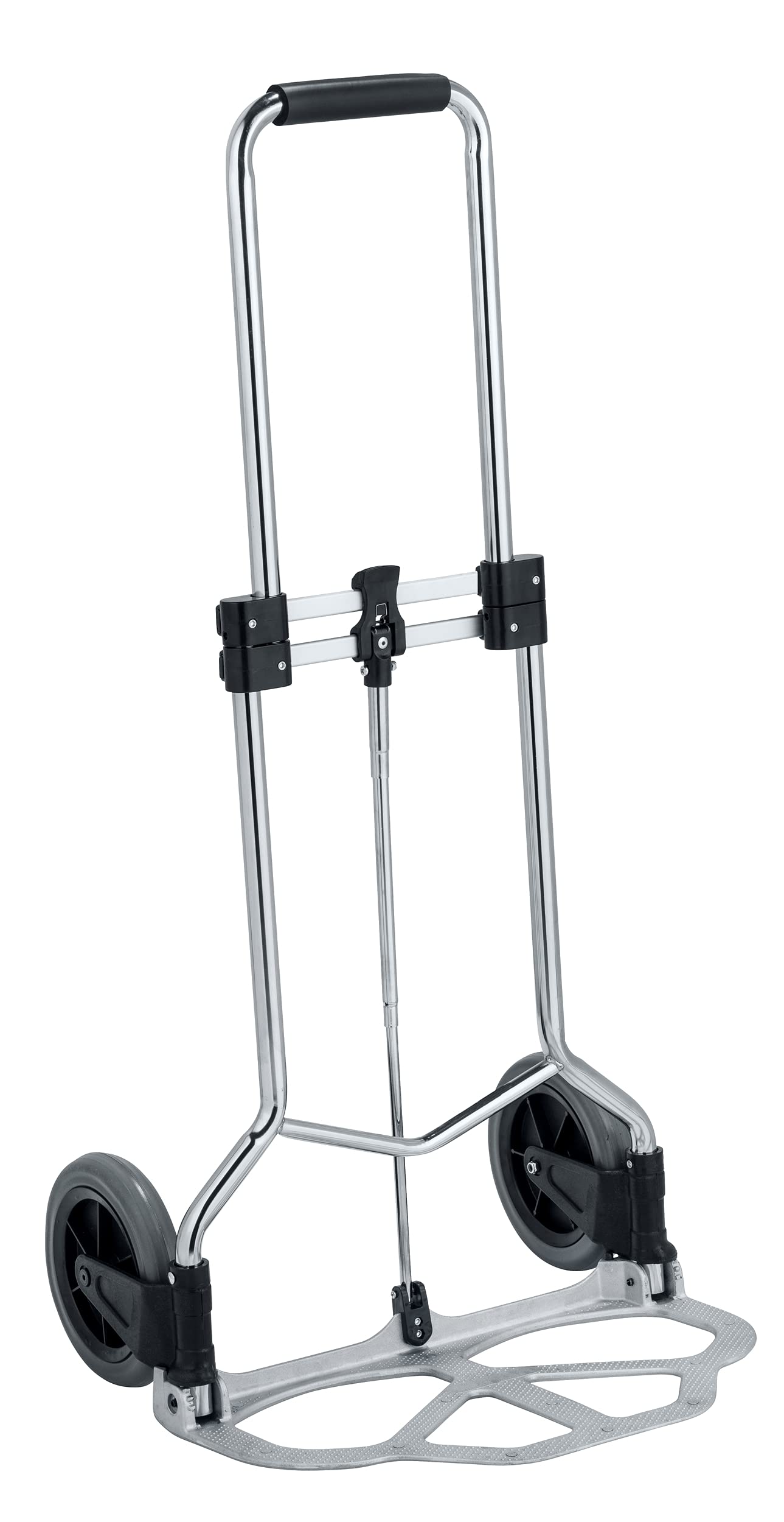 WENKO 80742500 Trolley Slim Chrome Folding Foldable Metal Aluminium, 50 x 40 x 47 cm – Silver