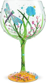 Enesco Designs by Lolita Dragonfly Copa de Balon Gin Cocktail Glass, 24 Ounce, Multicolor