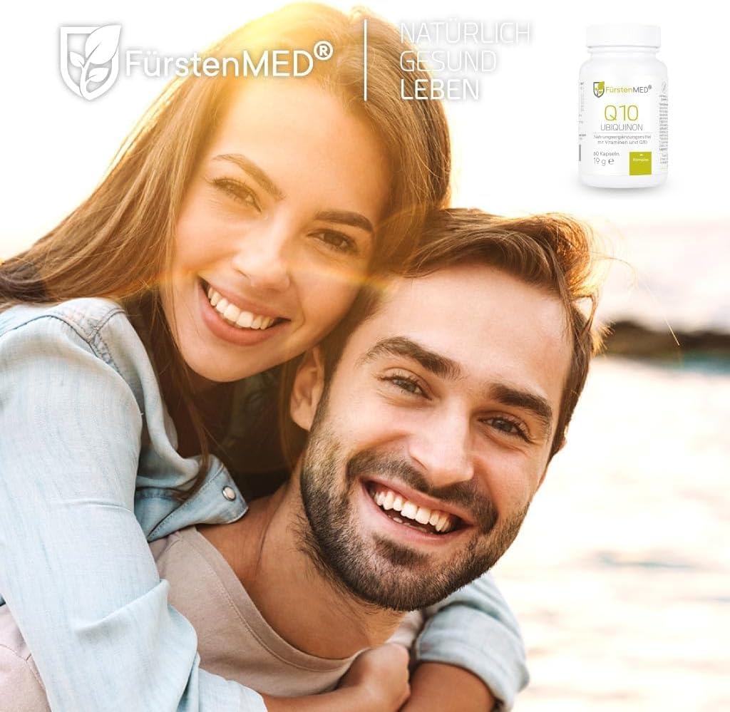FürstenMED® Coenzym Q10 Ubiquinon Kapseln + Vitamin B1, B6, B12, Selen, Biotin und Vitamin C - 60 Q10 Kapseln Ubichonon mit 100mg Coenzym - Hochdosiert Vegan & ohne Zusatzstoffe