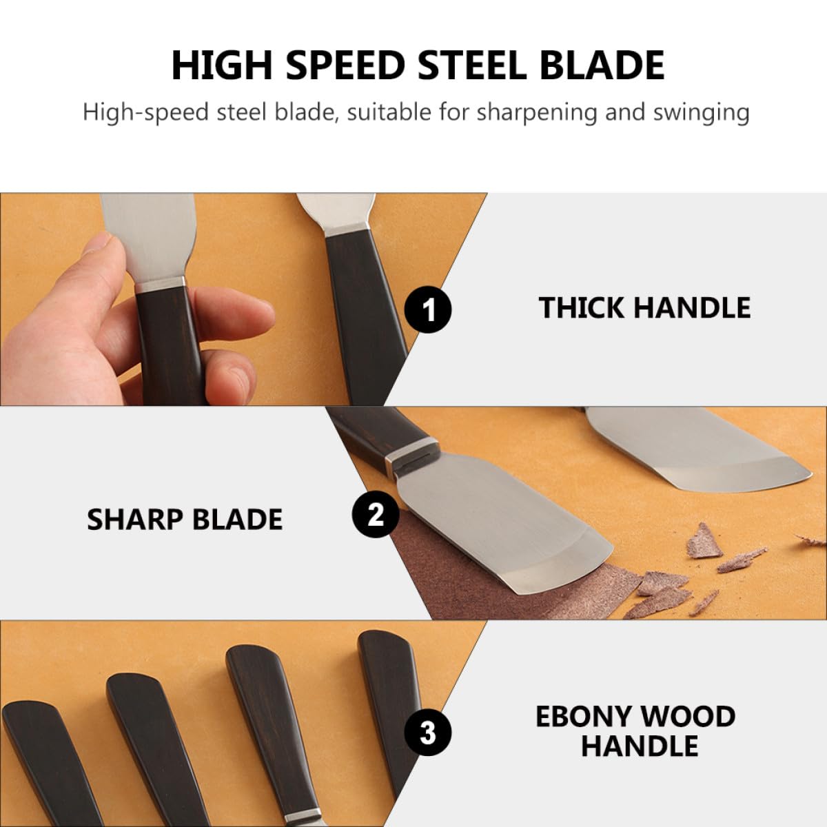 Gatuida Herramienta para Artesanía de Cuero, Cuchillo de Corte Acero, Filo Biselar y Pelado Antideslizante para DIY