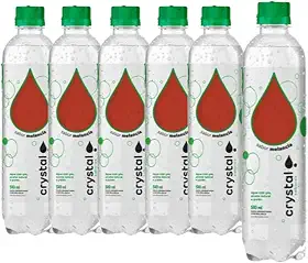 Kit Crystal Água Saborizada com Gás, 6 Garrafas de 510ml, Sabores Melancia, Morango, Limão e Tangerina (6 Unidades Melância)