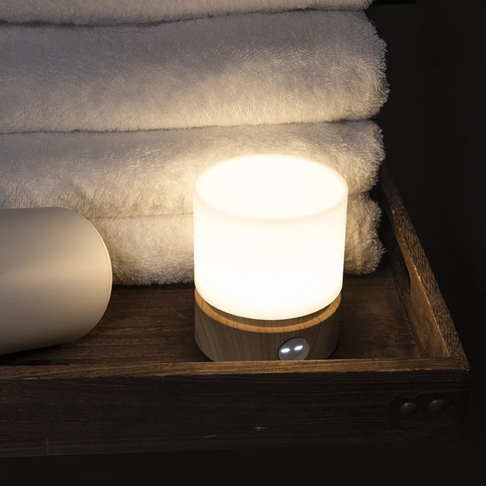 Luce Notturna LED Touch Cilindro,Lampada da Comodino Regolazione Continua Ricaricabile,Il Corpo della Lampada può Essere Ruotato in Tempo,B