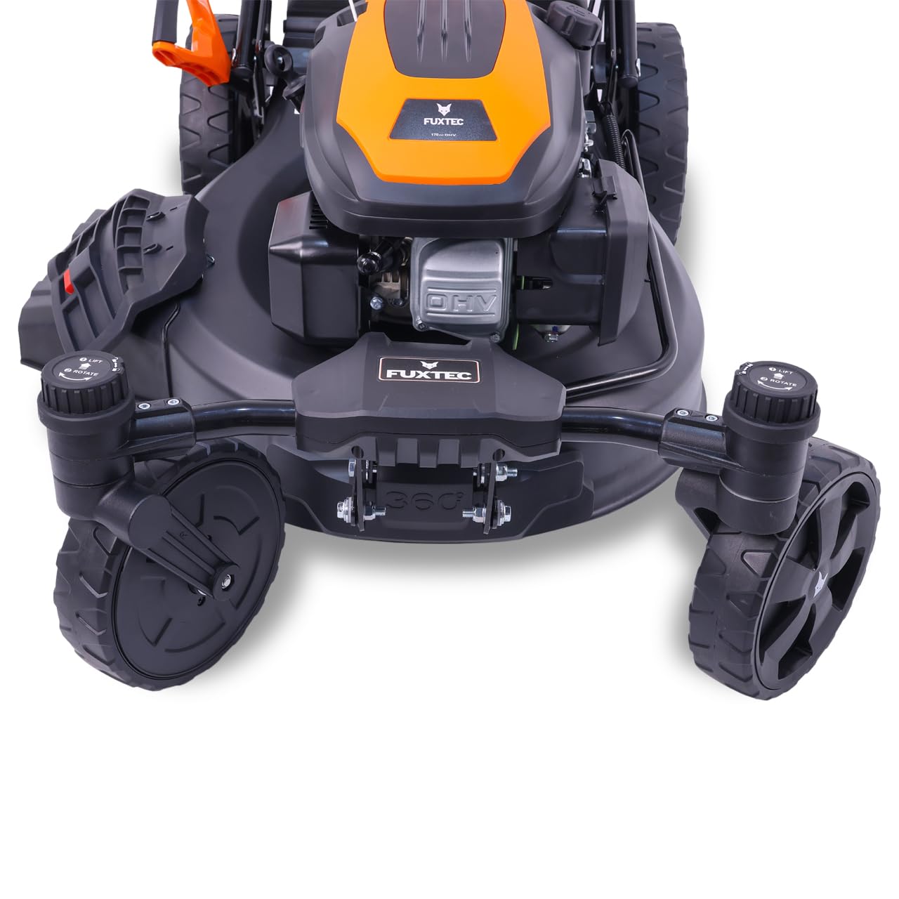 Kosiarka spalinowa FUXTEC 4w1 FX-RM5170agile, 2,9 kW, skretna os przednia, szer. koszenia 51 cm, 7 poziomów (25–75 mm), kosz 60 l, mulczowanie i wyrzut boczny