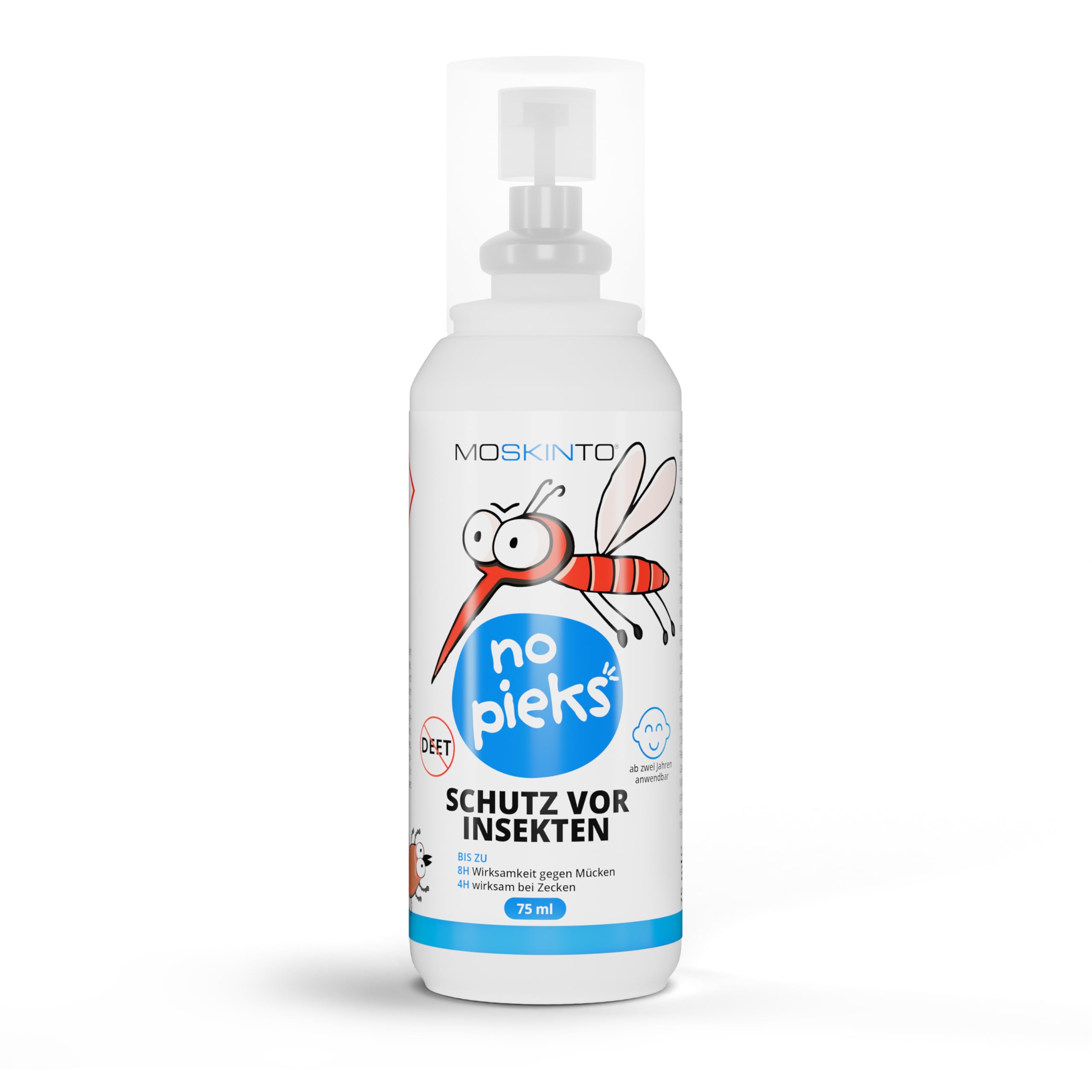 Moskinto no pieks Mückenspray – 75 ml, DEET-frei, bis zu 8 Stunden Schutz