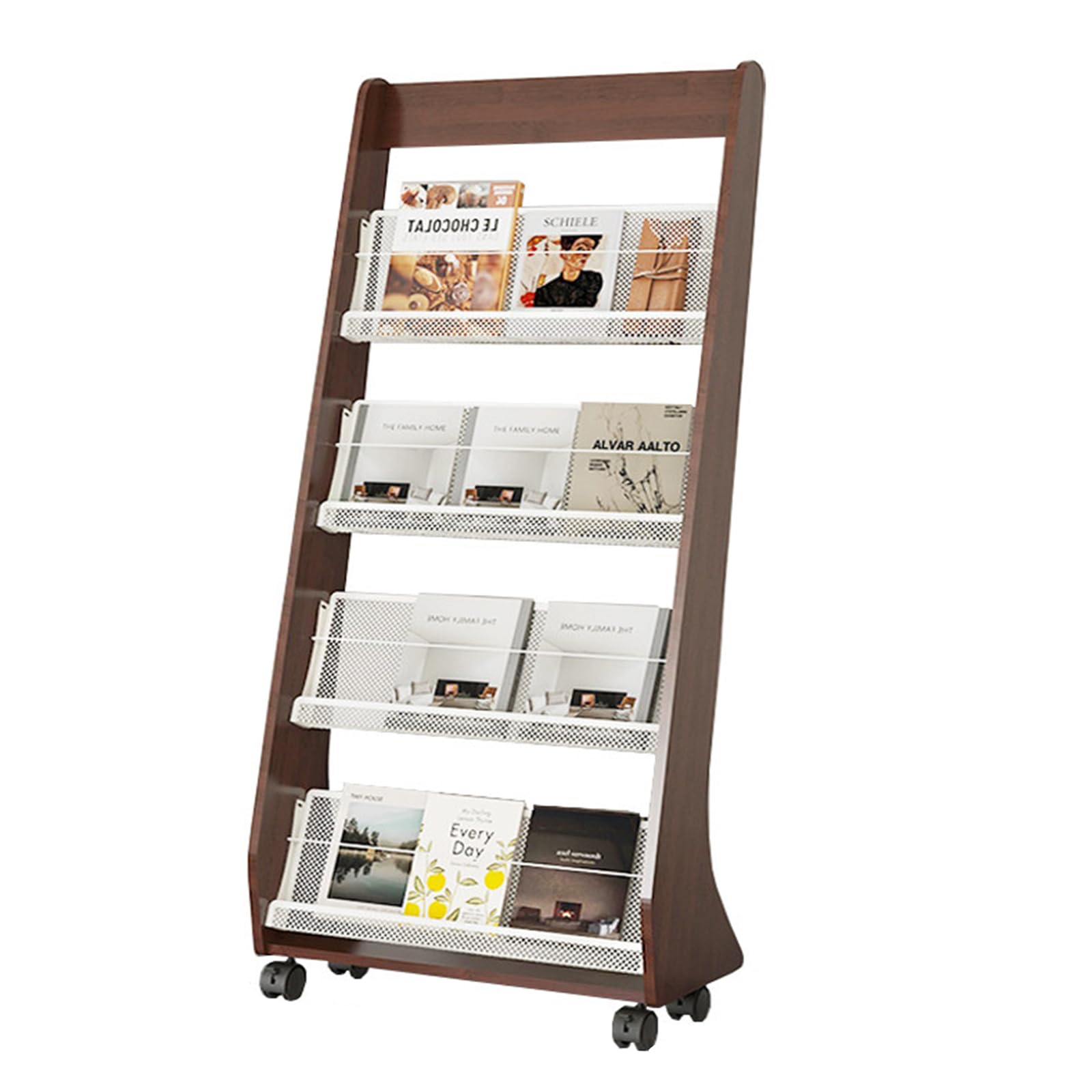JSWHYBD Porta Riviste da Terra Salotto, Supporto per Libri da Pavimento - Scaffale Espositivo Rotabile a 5 Livelli con Ruote per Mostre, Centri Commerciali, Ospedali, Uffici & Deposito Domestico C
