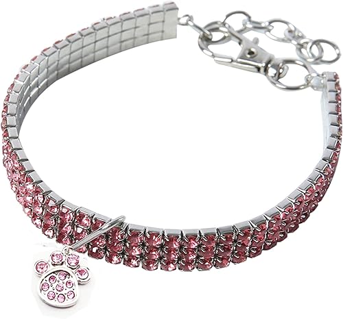 Collar para mascotas con diamantes de imitación, collar de 3 filas de diamantes de cristal brillantes para perro, collar de boda con diamantes de
