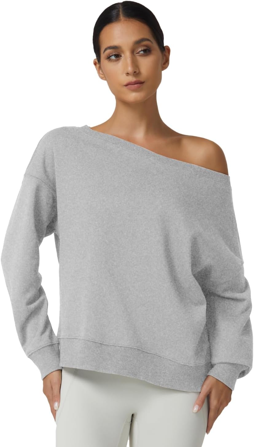 QINSEN Womens Oversized Sweatshirt Long Sleeve Off The Shoulder Pullover Casual Comfy Fall Outfits - Image 4