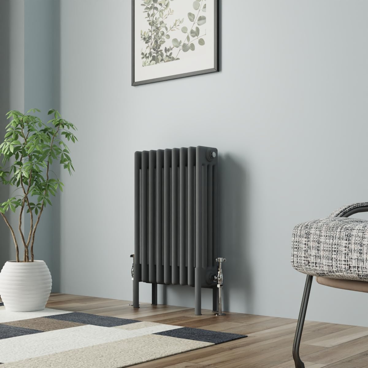 NRG Traditional Cast Iron Radiator Four Column 600x425mm Anthracite Interior Designer Bathroom Radiators