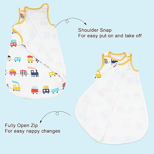 Miniatura 3 de MooMoo Baby Saco de dormir de muselina con cremallera de 2 vías, saco de dormir de transición sin mangas 6-36M