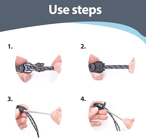 Miniatura 6 de 20 tapas de extremo de paracord con cremallera, extremos de cordón elástico, cuerdas elásticas para cordones, clips de tapón de plástico de repuesto