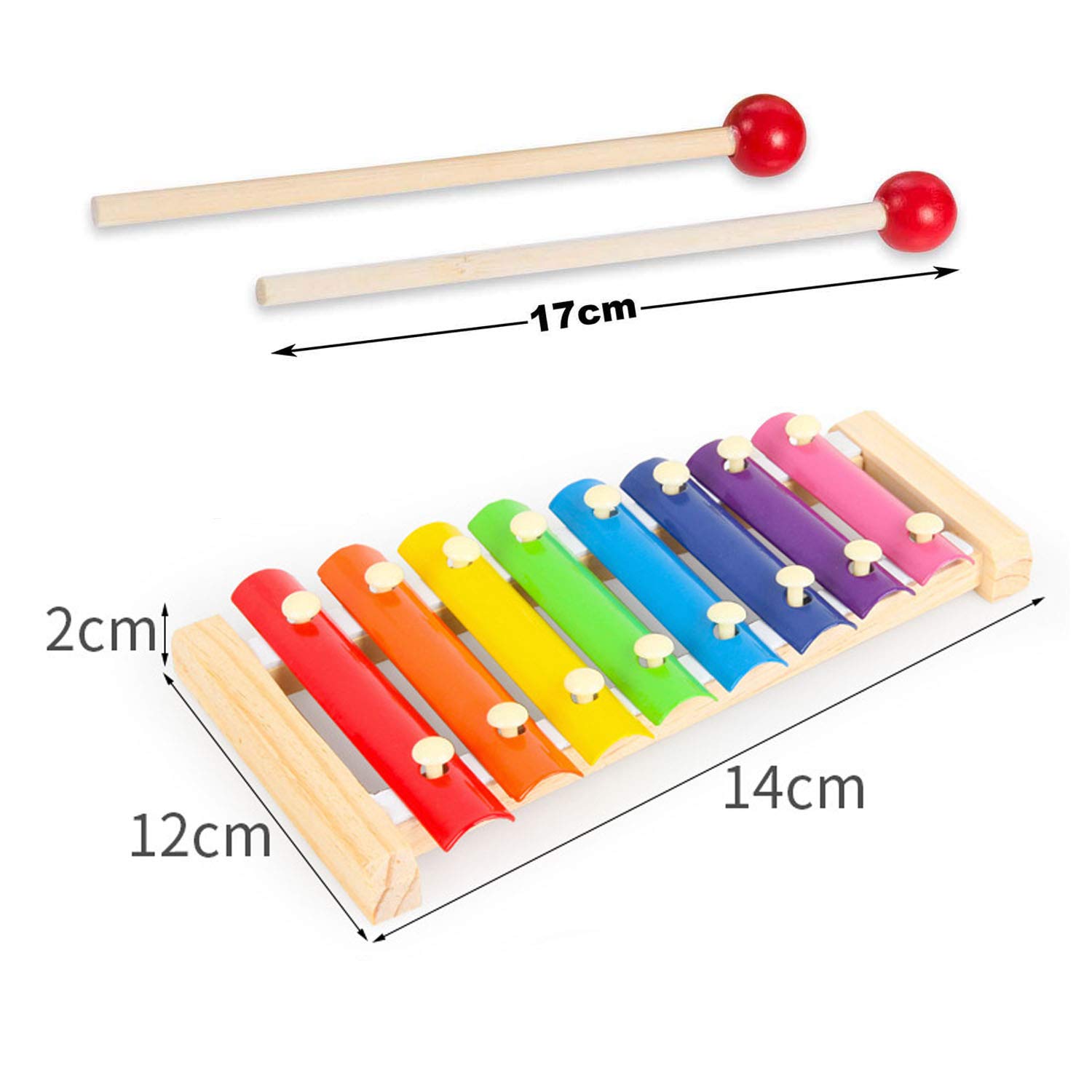 Xilófono De Madera Para Niños – 8 Notas – Incluye 2 Baquetas – Regalo Musical Educativo – Desde 3 Años