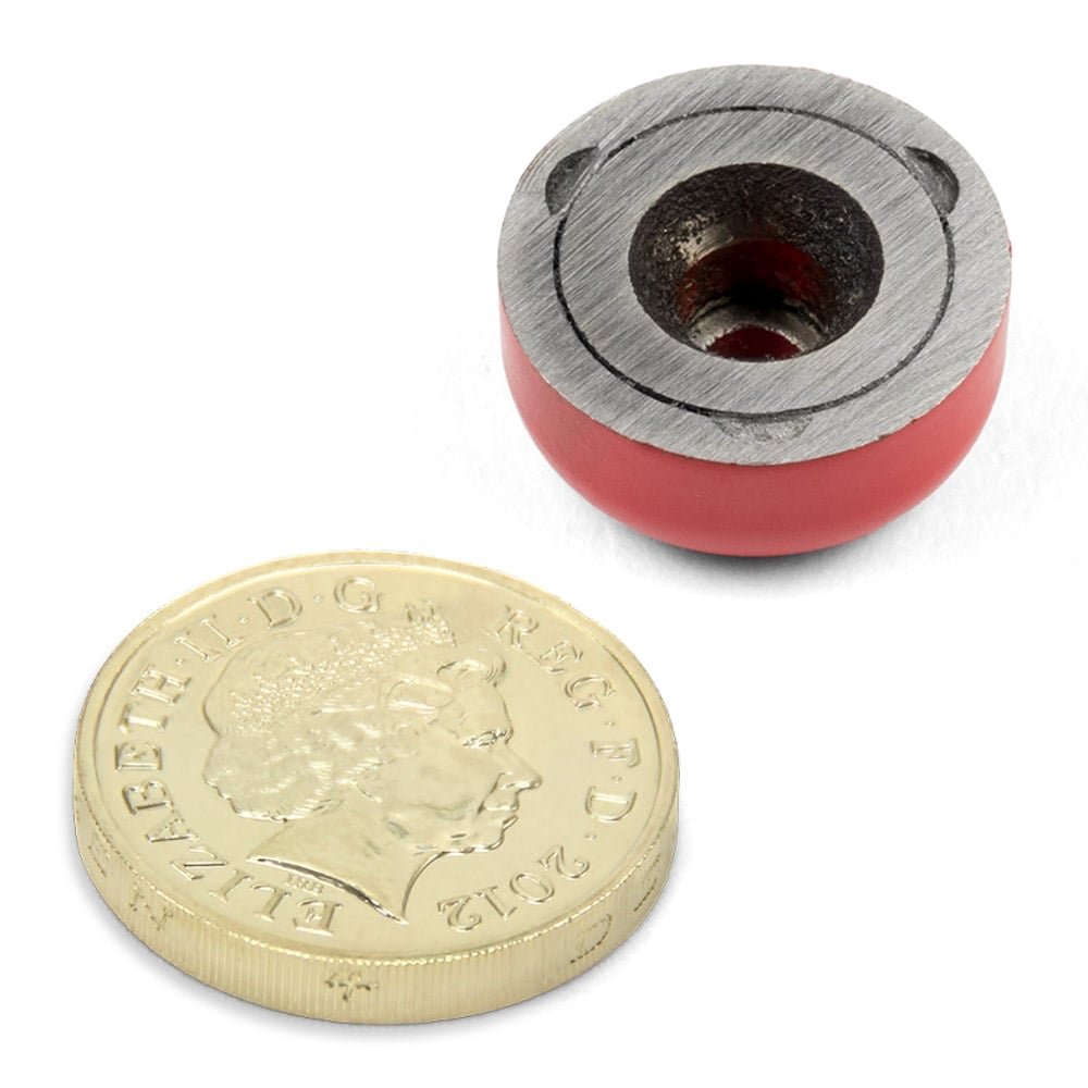 Aimant en Pot Peu Profond D'Alnico Pour Applications á Haute Température, Ingénierie et Fabrication - 19mm dia x 7,5mm D'Épaisseur C/W 5,2mm Trou Contre la Division - Put 3kg - Pack de 4
