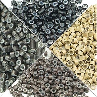 KOCONI 500Pcs 5.0mm Silicone lined Micro Rings Silicone Micro Rings Lined Micro Links Silicone Beads Silicone Micro Rings Beads for 0.8g/1g strand Pre Bonded Hair Extensions Color #1 Black