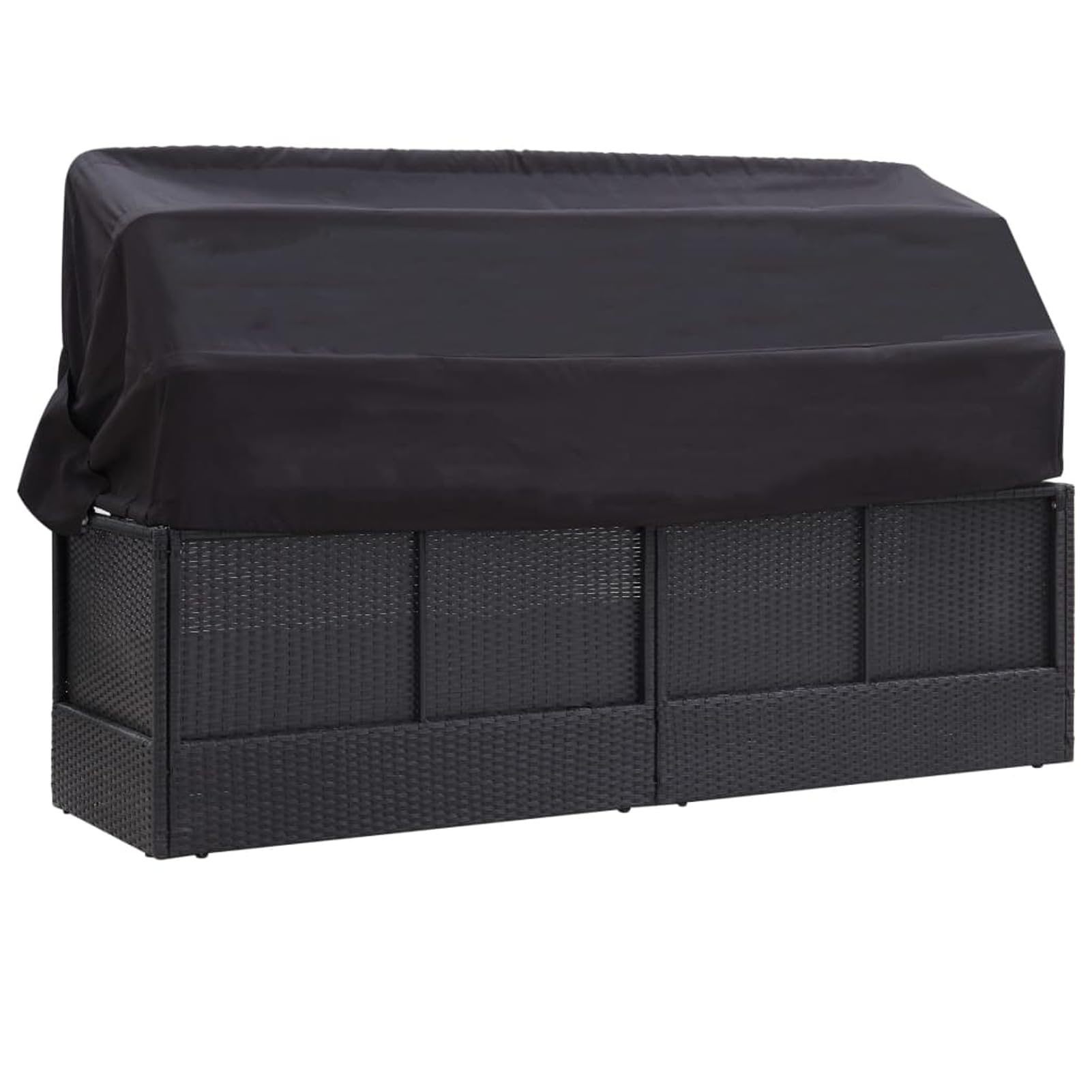 Tidyard Tumbona de Jardín con Toldo Negro - Ratan de PE, Resistent a la Intemperie Modelo YFXLRZJ-46092ES