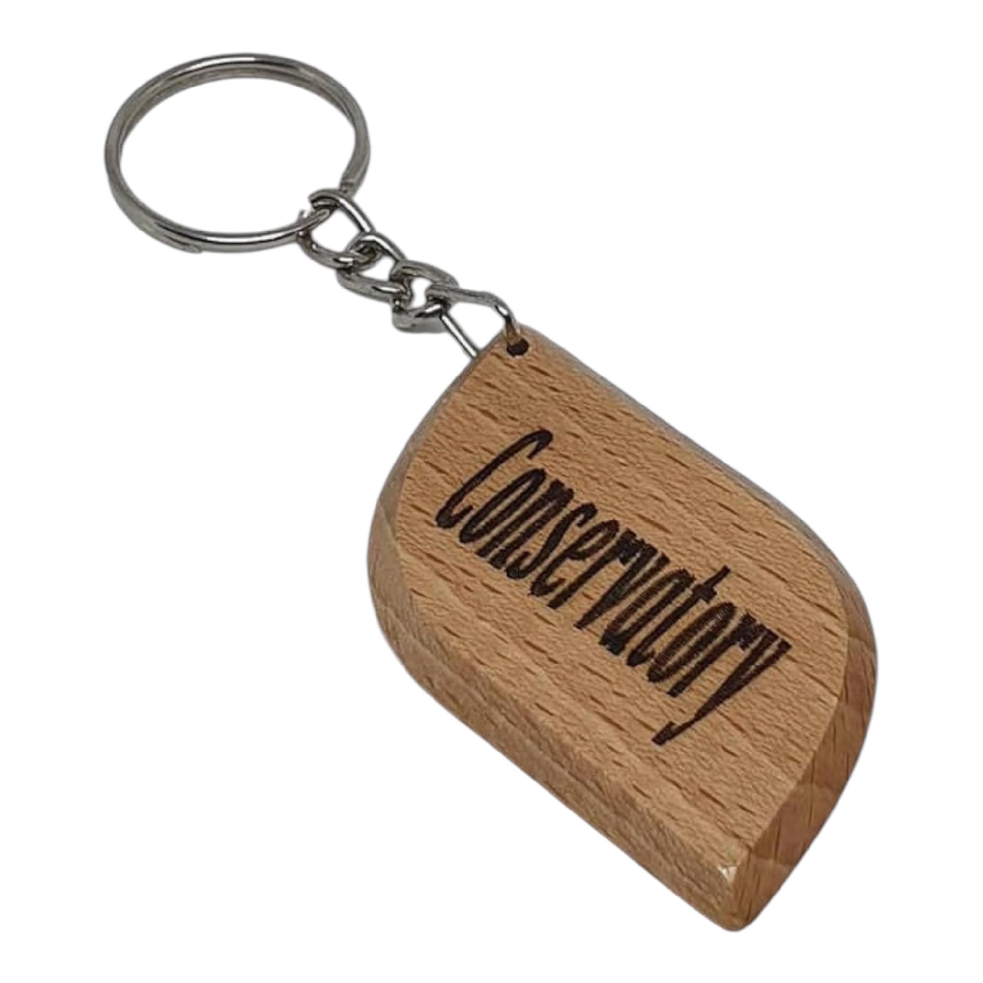 S M Gift Shop CONSERVATORY Engraved Wooden Keyring Keychain Key Ring