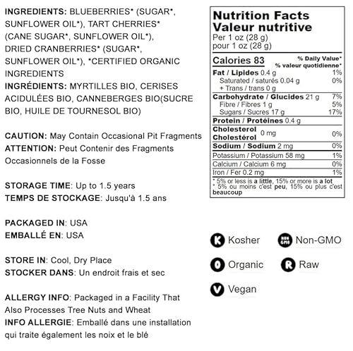 image for Food to Live Organic Mixed Berries, 1 Pound — Non-GMO Dried Blueberr