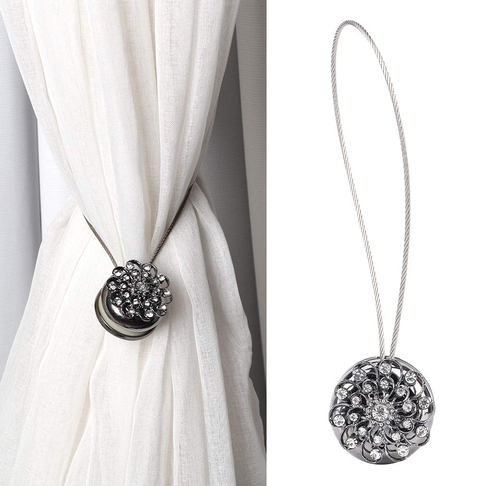 SYH&AQYE Embrasses magnétiques pour Rideaux, embrasses de Rideaux en Alliage de Boucle de Rideau magnétique de Style européen avec décoration de fenêtre en Strass