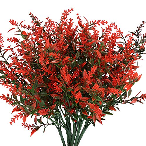 KLEMOO Artificial Lavender Flowers Plants 6 Pieces, Lifelike UV Resistant Fake Shrubs Greenery