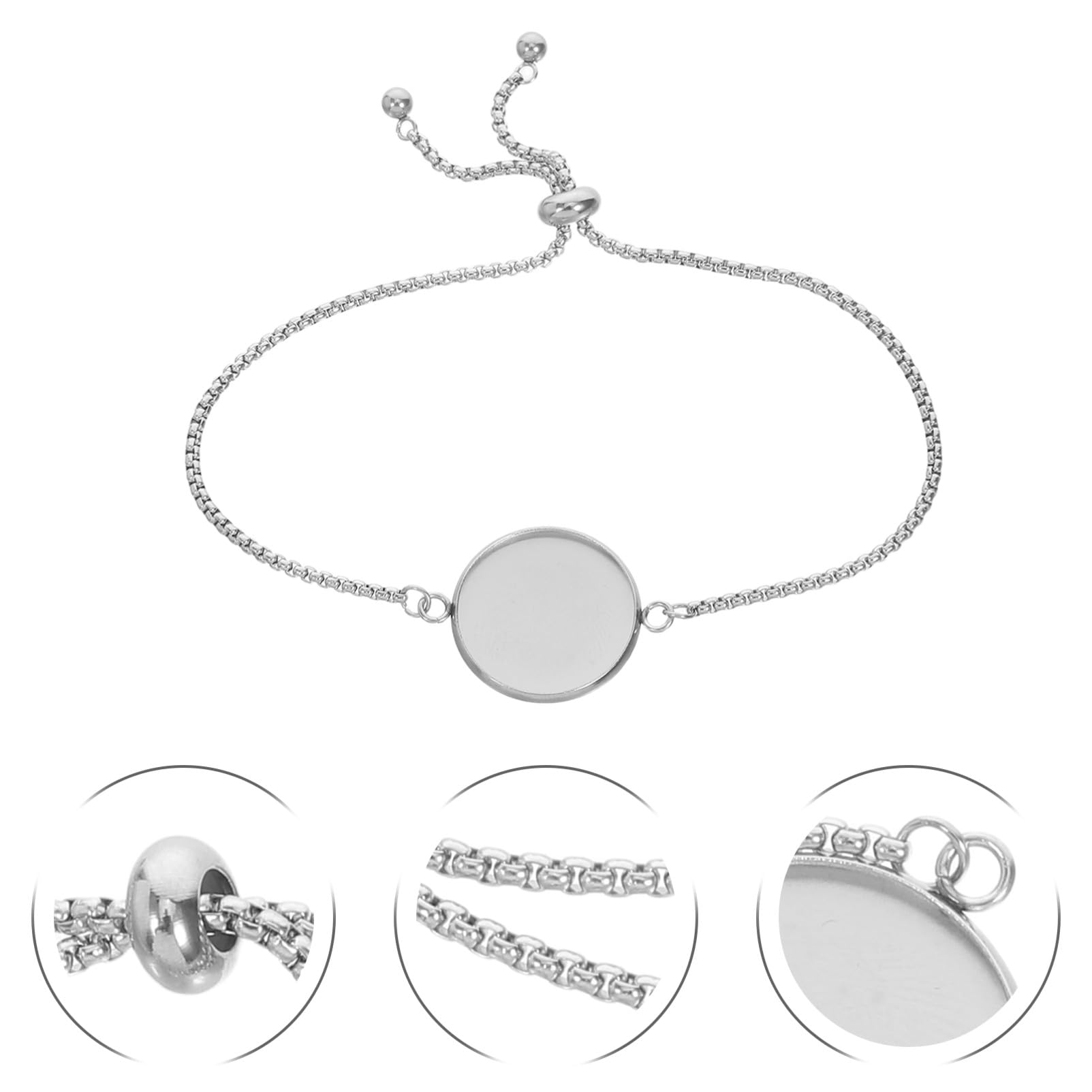 Brazalete Bisel en Blanco Ajustable de Acero Inoxidable 10piezas para DIY Joyas, Estilo Elegante y Sofisticado para Mujeres en Uso Diario