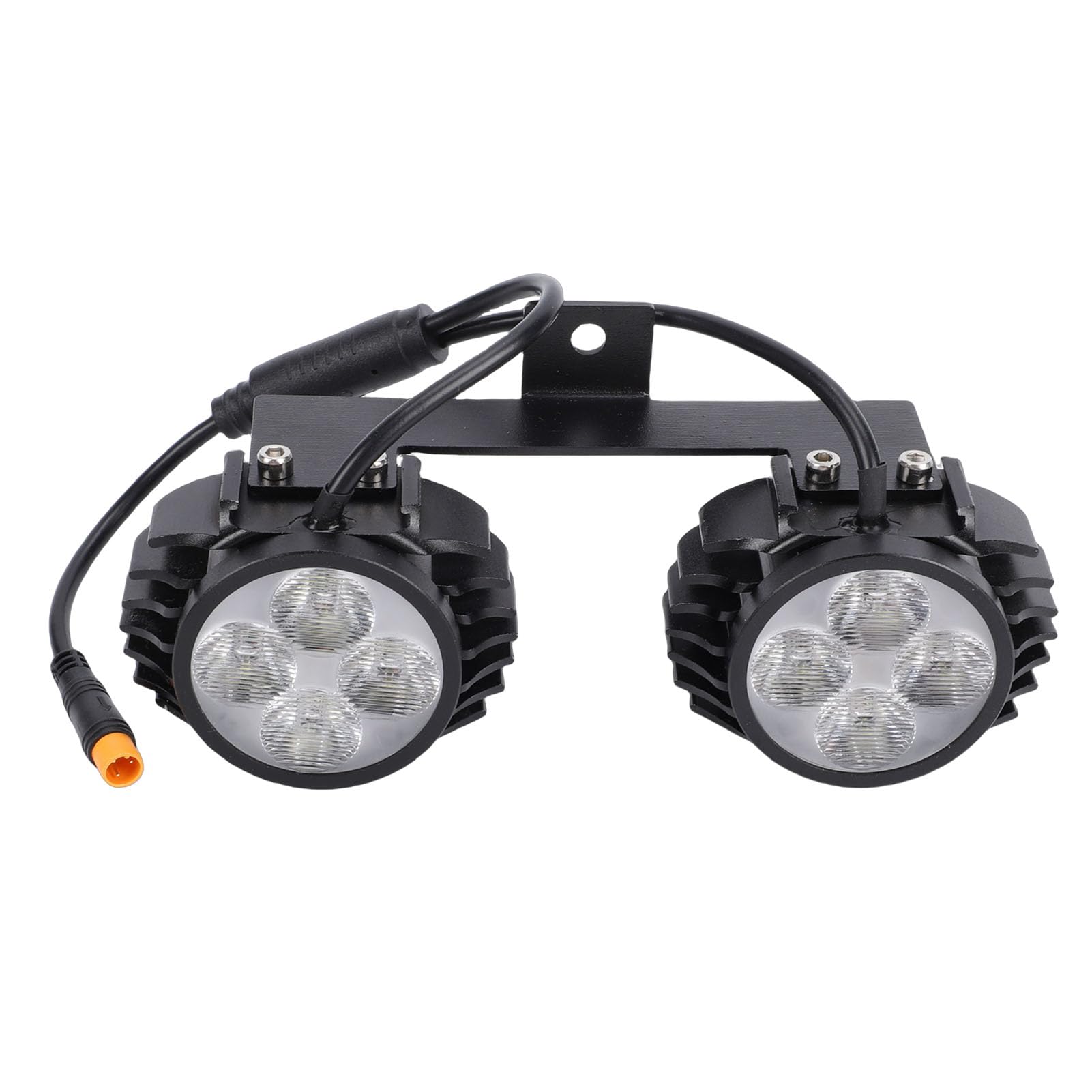Tbest Luz Delantera de Doble Cabezal para Patinete Eléctrico, Lámpara LED Superbrillante de Aleación de Aluminio para Manillar, para Bicicletas, Motocicletas, Vehículos Compartidos
