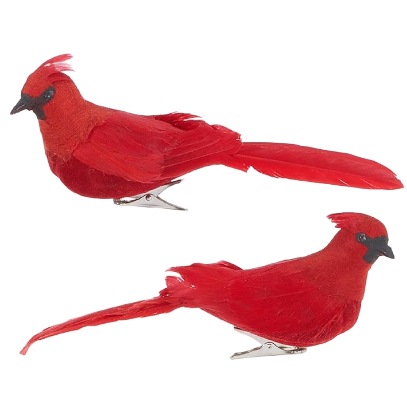 PithCogent Cardinal Decor|2PCS Red Cardinal 7 Inch Clip on Ornaments Realistic Bird Figurines for Home Decor, Wreath, Branches, Christmas Tree