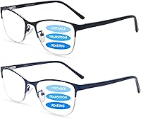 Vista 9 de Paquete de 2 lentes de lectura progresivos multifocales de metal con luz azul para mujer, ojo de gato, multifocales, lentes de computadora