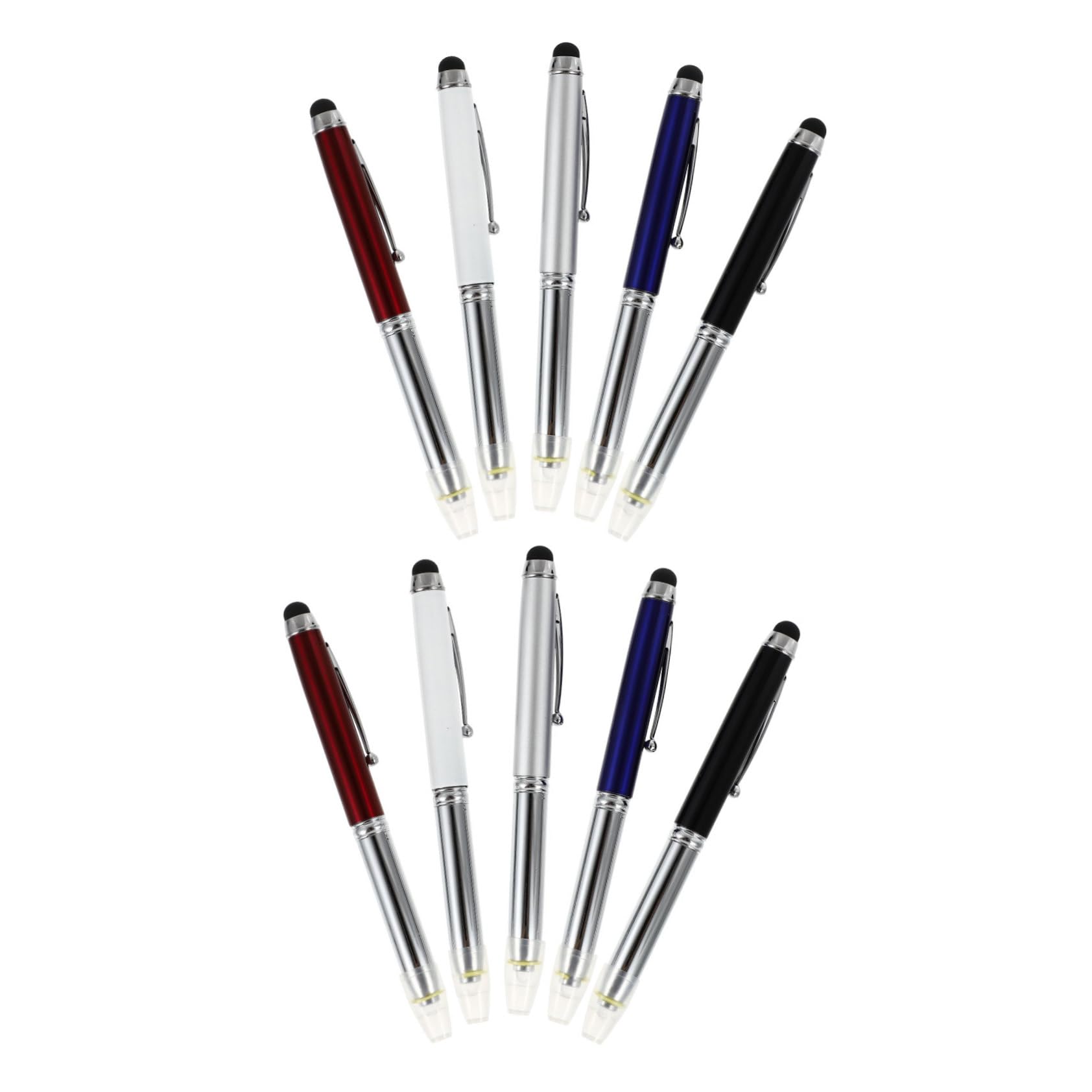 Stylus Pencil Touch Screen Nero 10 Pezzi con Luce LED | Acciaio Plastico, Punta Liscia, per Office e Inverno, Decorazioni Scuola