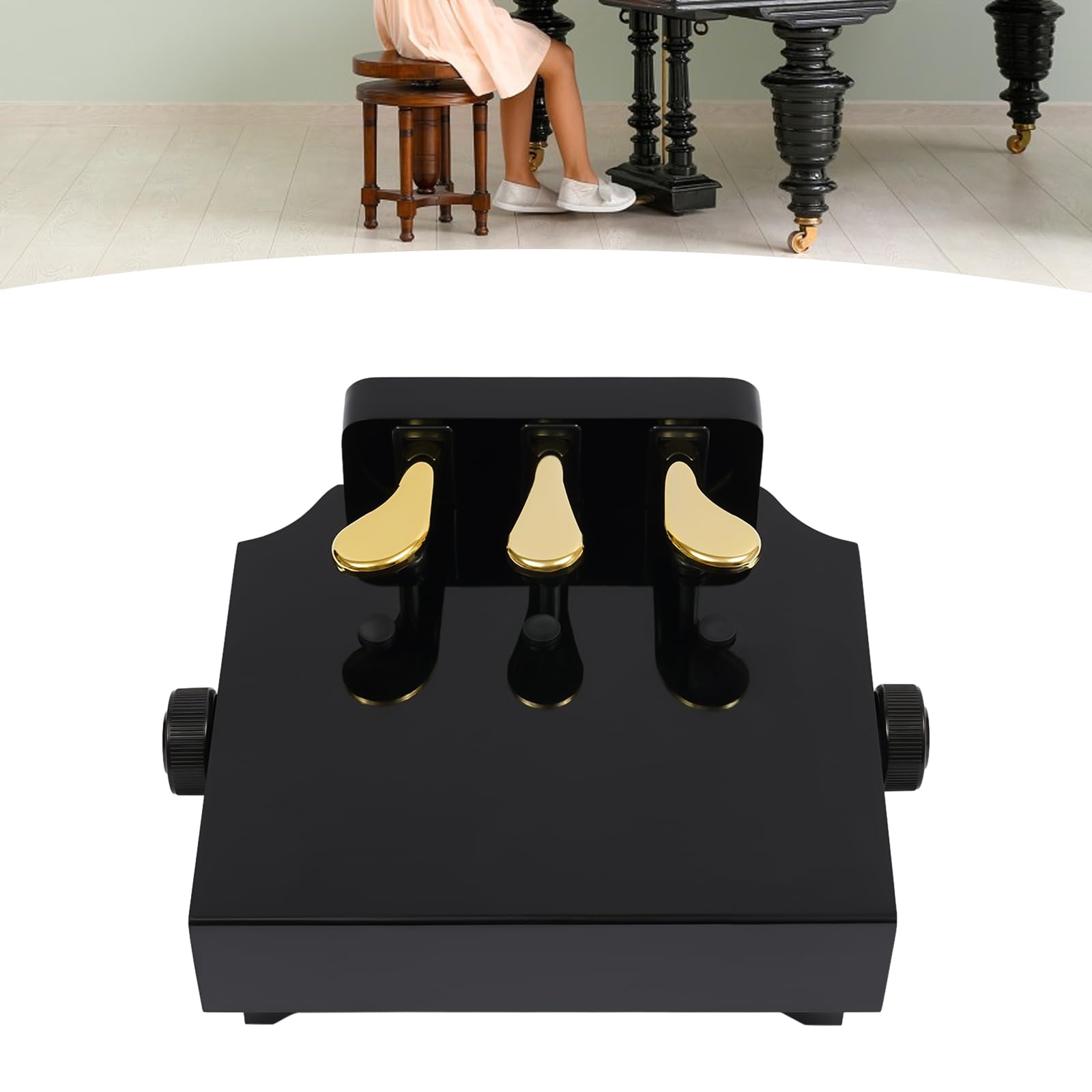 Extensión de pedal para piano infantil, extensión de pedal de 5,31 – 9,06 pulgadas, altura ajustable, silencioso, con 3 pedales, adecuado para niños de 4 a 12 pulgadas, mejora la mala postura