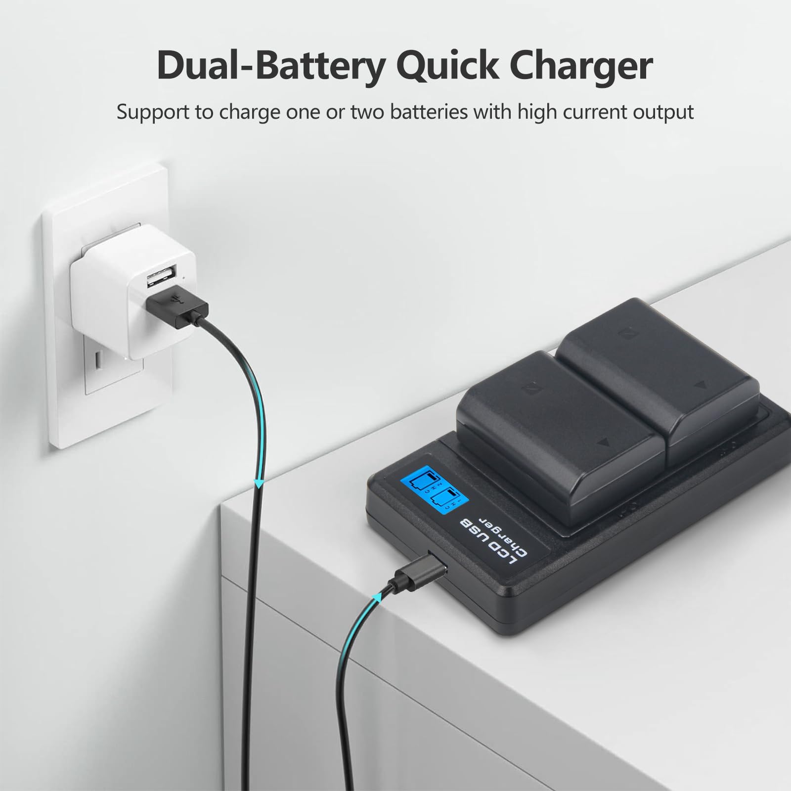 Pack 2 Batteries NP-FZ100 + Chargeur Double USB Pour Sony Alpha 7/9, FX3, ZV-E1 - Compatible Et Puissant - 9