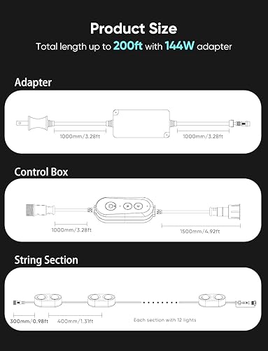 Miniatura 8 de APPECK RGBCW - Luces permanentes para exteriores Pro de 150 pies, luces de alero inteligente con 108 luces LED, lente doble, cortable, 111 modos de
