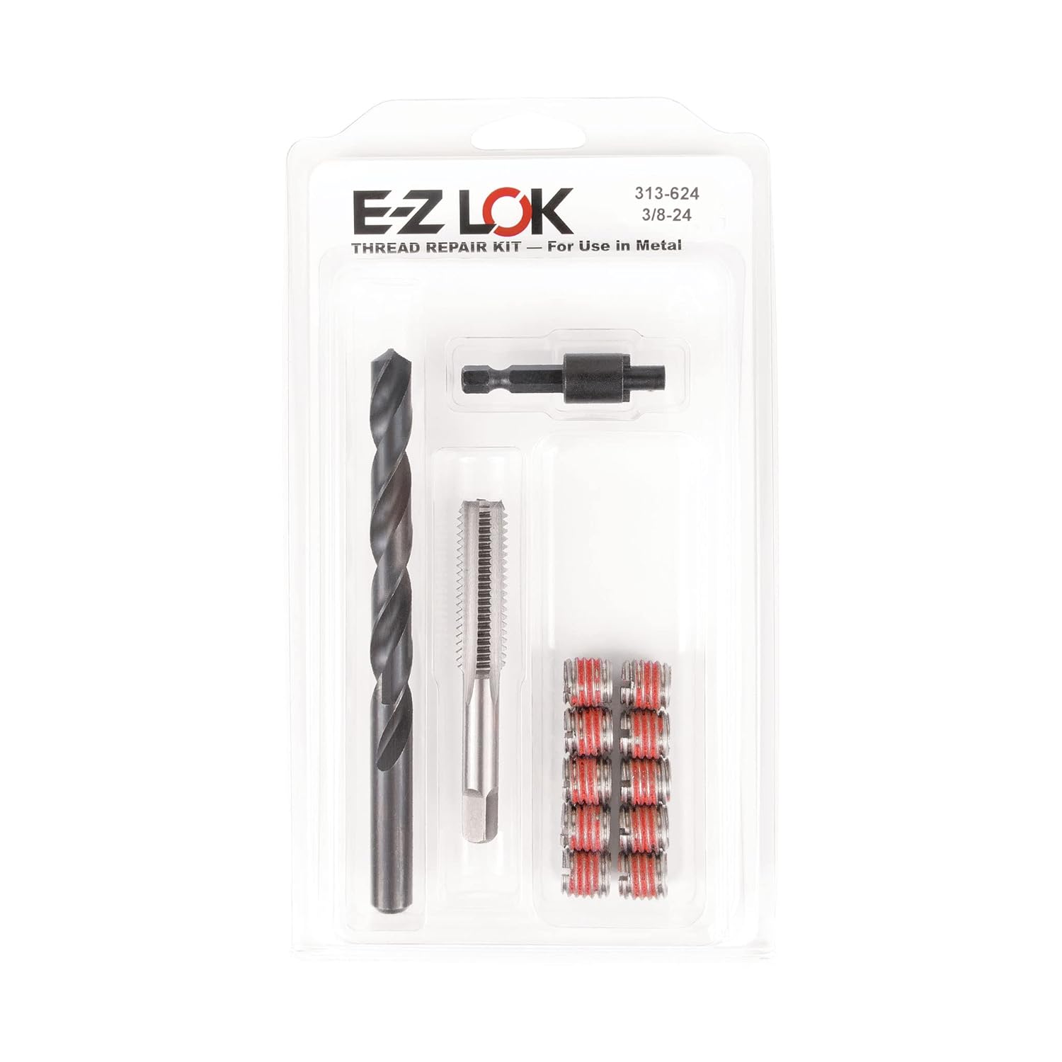 E-Z LOK Metal Thread Repair Kit Tool and Stainless Steel Threaded Inserts Thin Wall 3/8-24 x 1/2-20