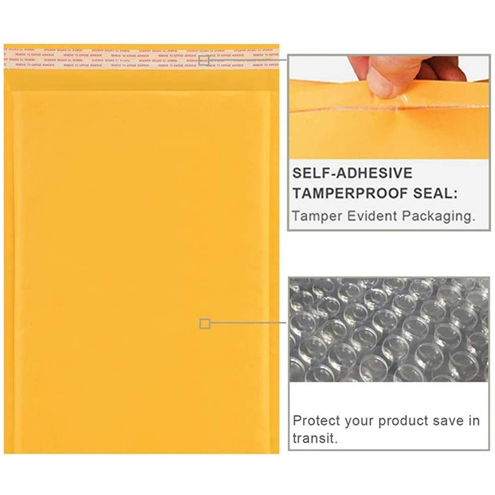 Luftpolsterumschläge 10 Stück gelbe Luftpolsterumschläge aus Kraftpapier, Verschiedene Spezifikationen, Versandtaschen, gepolsterter Versandumschlag mit Luftpolsterversandtasche(25 * 30cm)