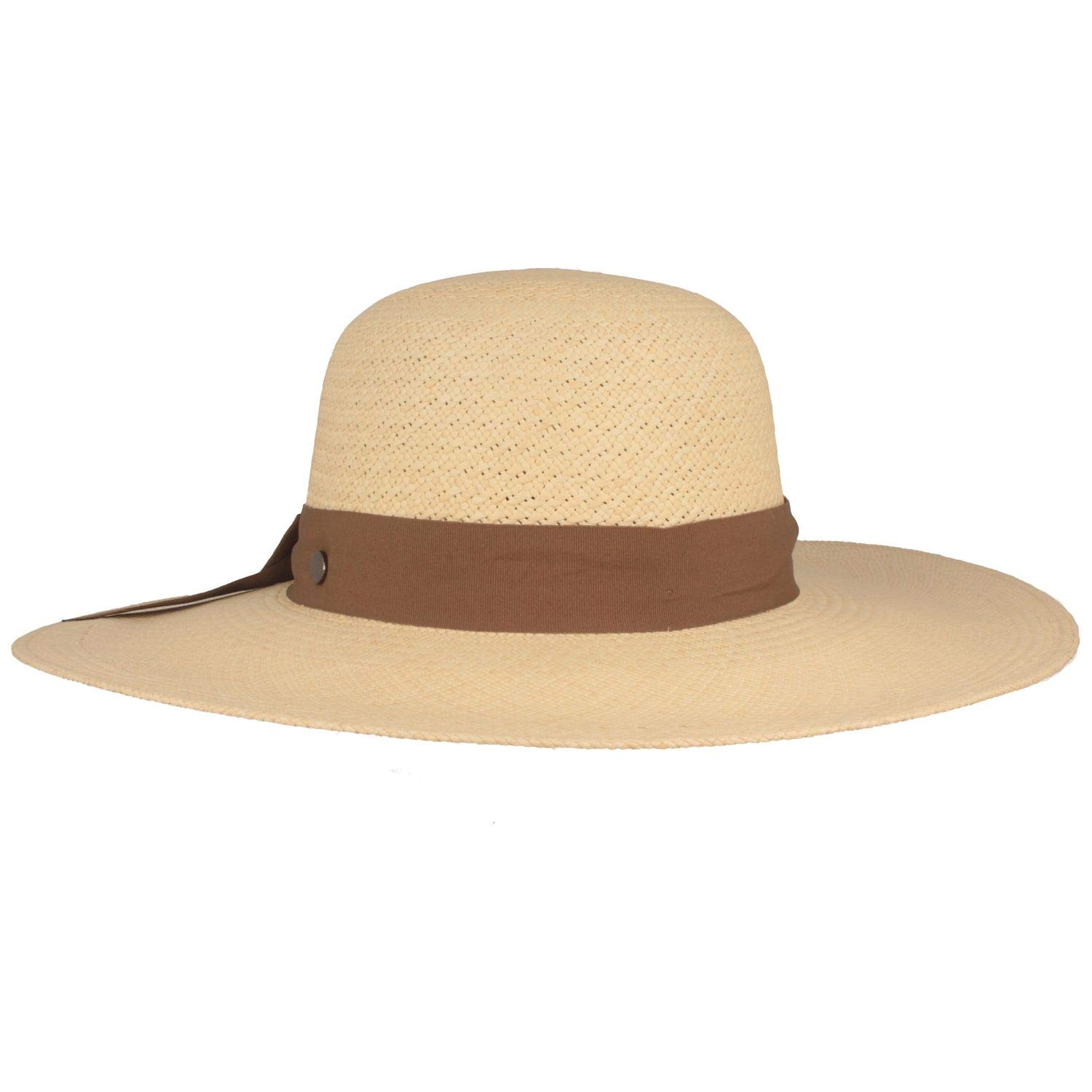 Breiter Cappello Panama da Donna Cappello da Sole di Paglia Estivo Campana con Fiocco Intrecciato a Mano in Ecuador