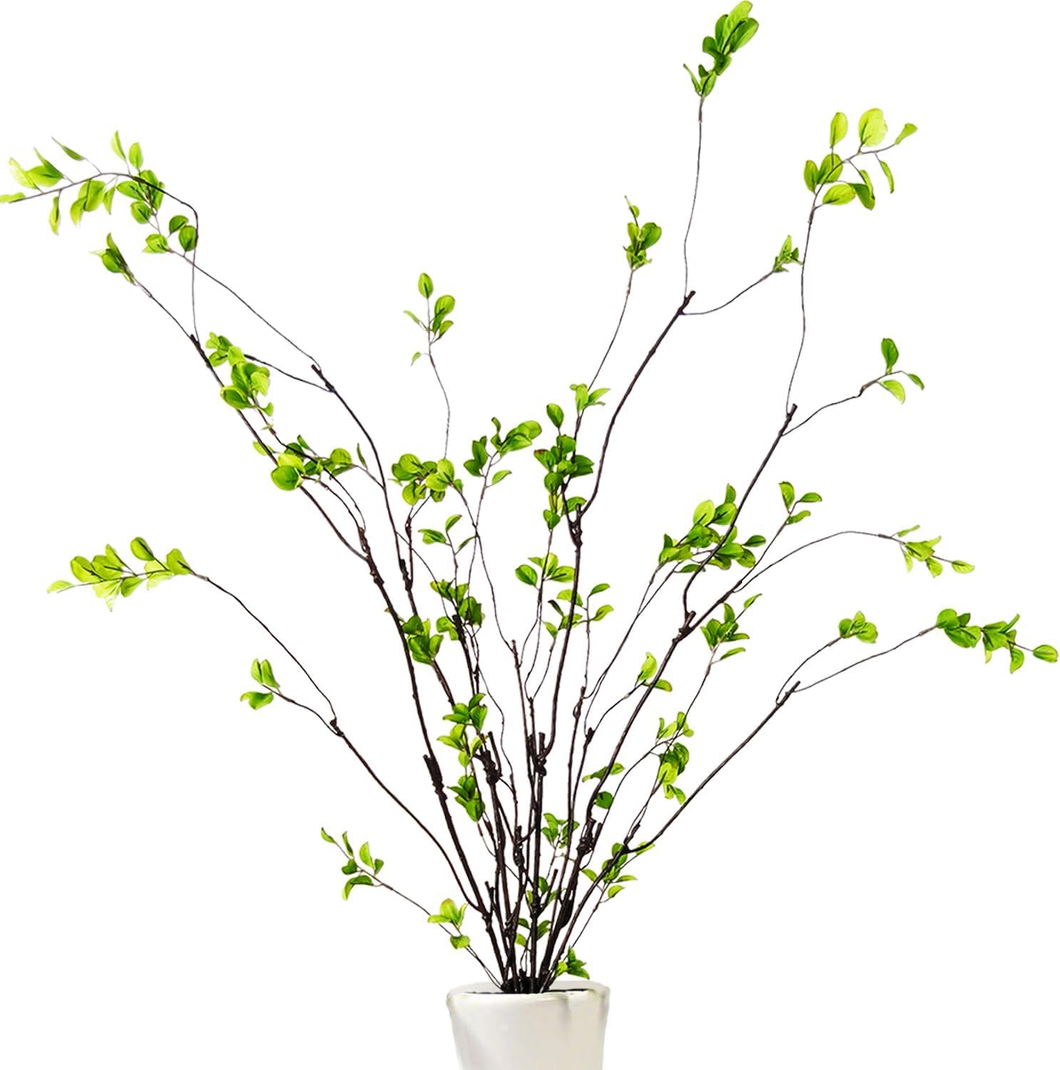 Tinsow 4 künstliche Ficus-Zweige, 119 cm hoch, künstlicher Eukalyptus-Stiel, realistisches künstliches Grün für Vasenfüller, Tafelaufsätze und Heimdekoration, lebensechte Blätter und Stiele für