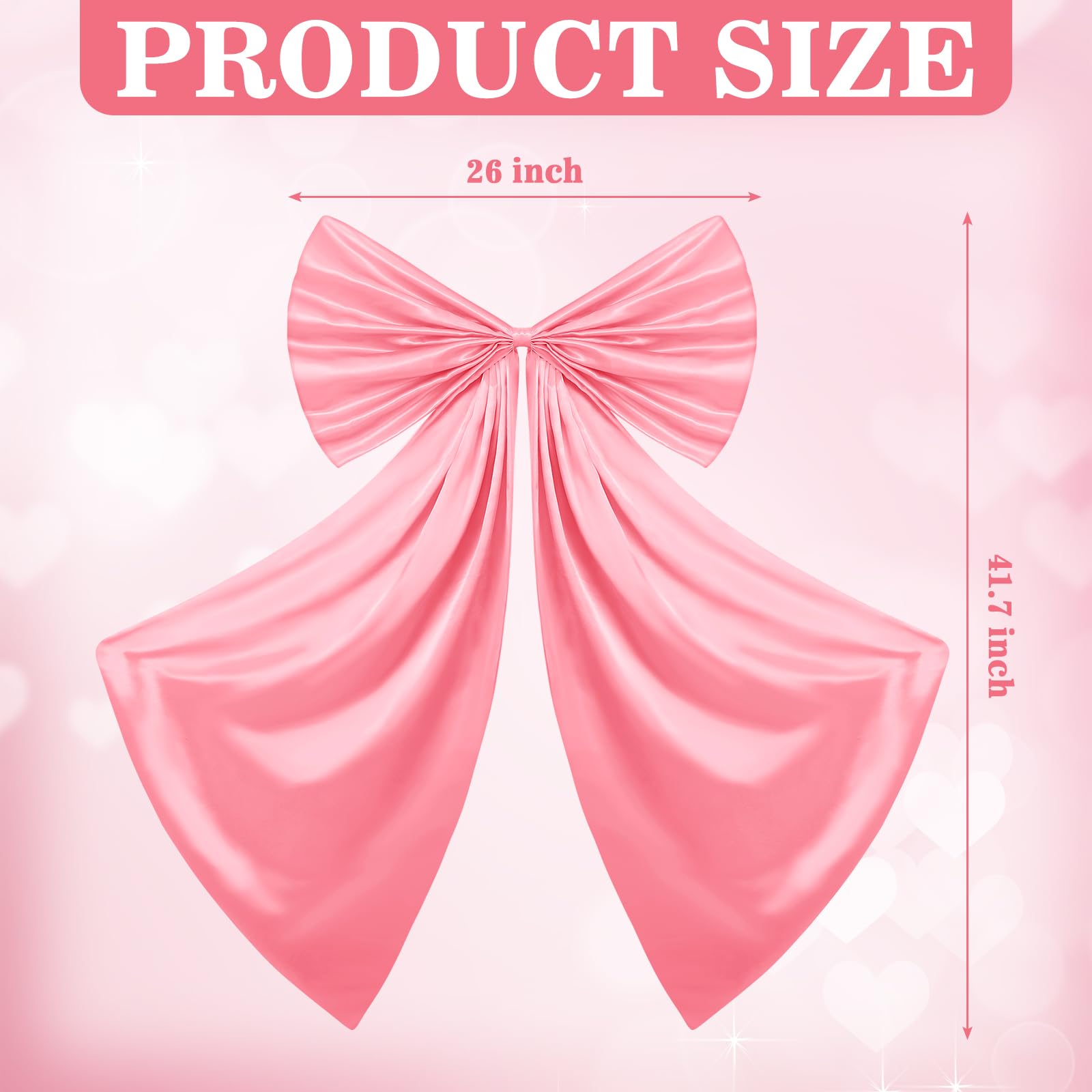 Knitgrip Large Bow Decoration Big Coquette Bow Backdrop for Birthday Party Room Wall Giant Satin Ribbon Tie Extra Large Hanging Decor for Coquette Bachelorette Bridal Supply 26 x 41 Inch(Pink)