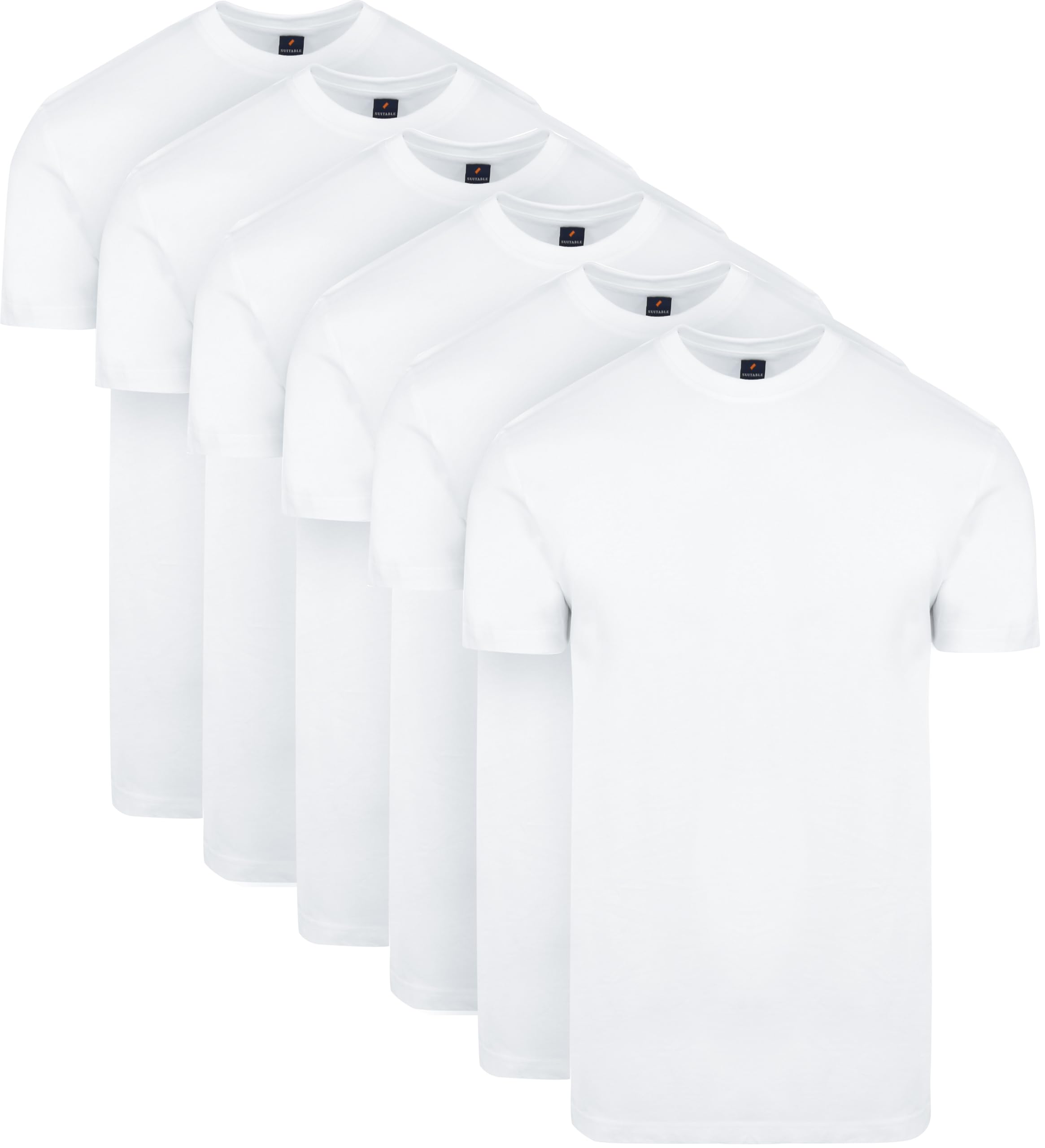 Suitable Obra T-Shirt à Col Rond Haut Blanc Lot de 6 - Hommes - Vêtements - Taille - 60-2 100% Cotton O Breed