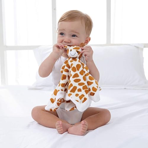 Miniatura 5 de Apricot Lamb Manta de seguridad de lujo para acurrucarse con diseño de jirafa con lindos animales de peluche, manta de personaje para el cuarto del