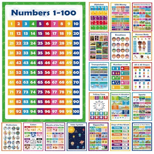 Carteles de aprendizaje interactivo de 20 piezas laminadas para educación infantil