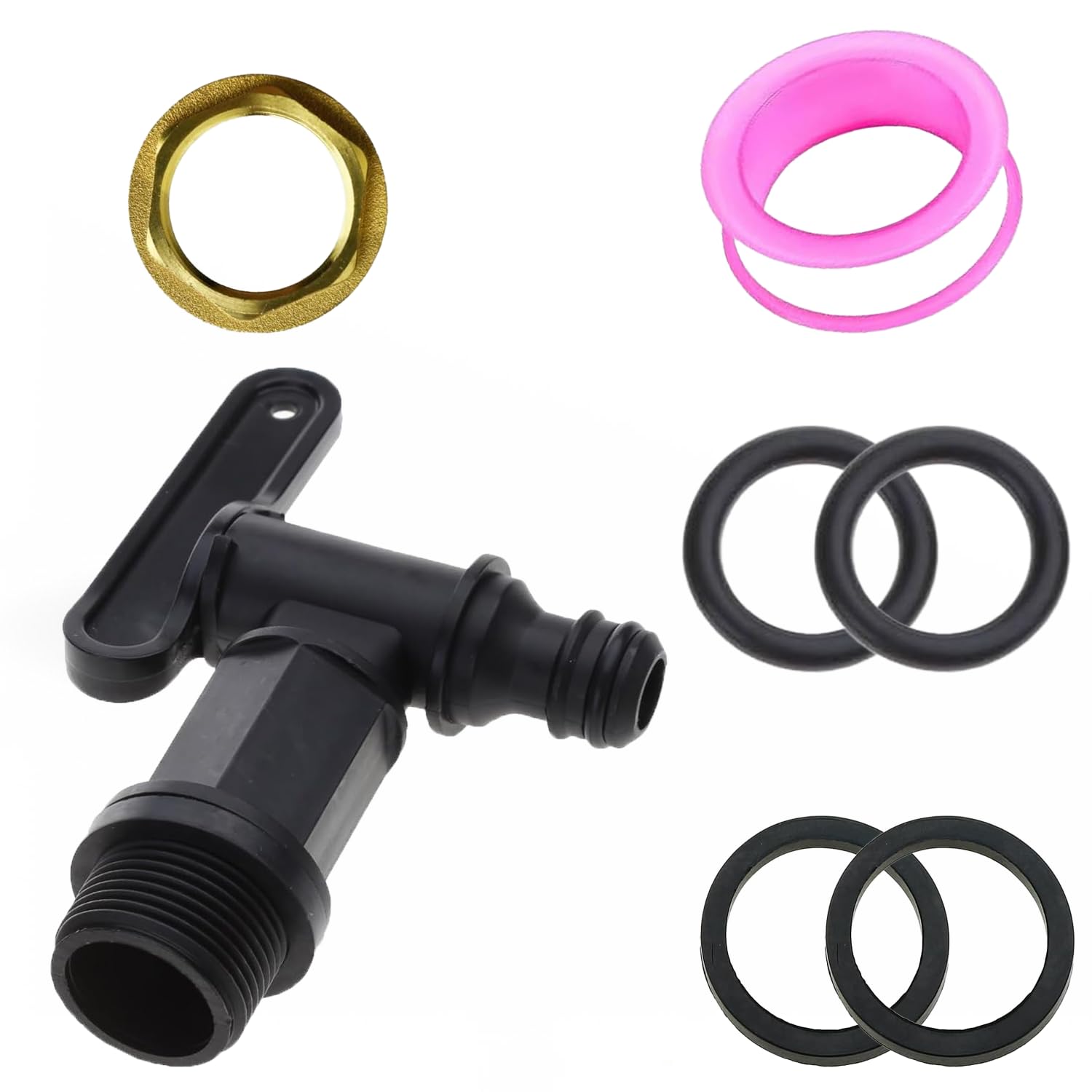 3/4" Water Butt Tap Plastic Snap, BSP Thread Replacement Water Tap with Brass Nut Tap Kit Fit Hosepipe Rain Barrel Water Butts