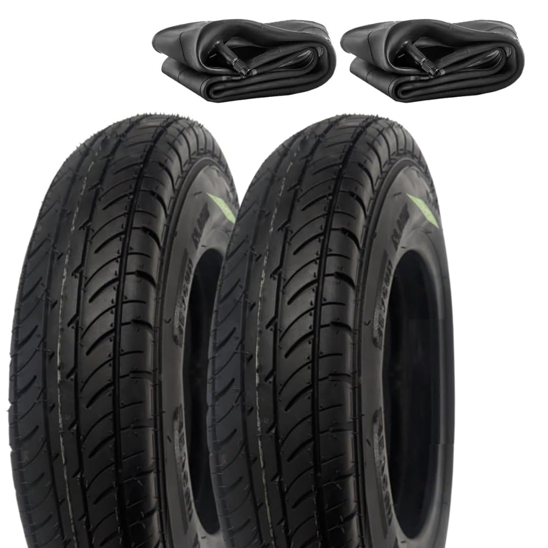 2 Pneumatici 4.00 – 10 + Camere Pneumatici Rinforzati 4 PR TUBE TYPE per ruote Carrello Appendice Rimorchio Barca Gomme 60J
