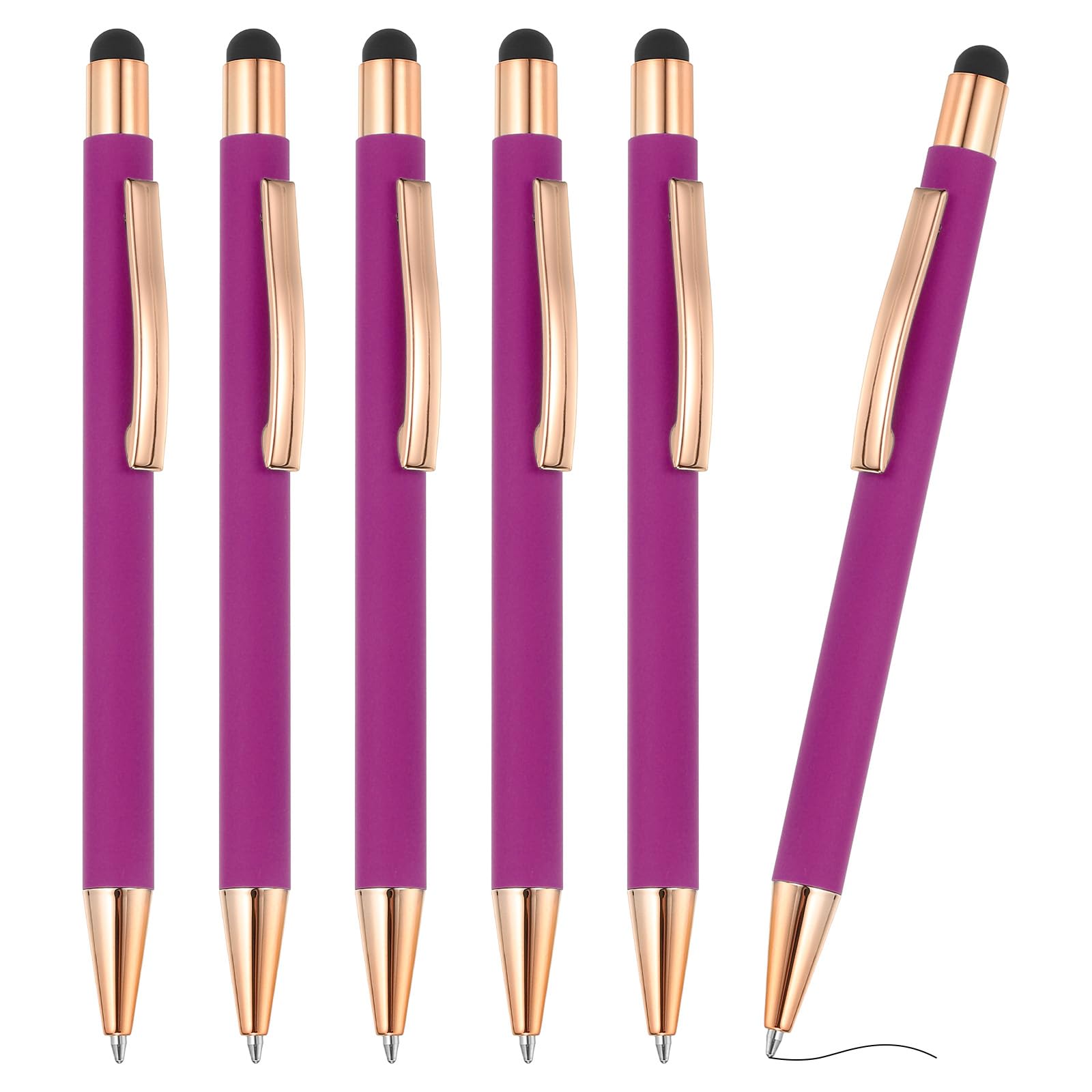 PATIKIL Ballpoint Pen with Stylus Tip, 6Pcs 2 in 1 Metal Black Ink 1.0mm Medium Point Stylus Pen for Touch Screens Office Desk, Rose Red โ image 1
