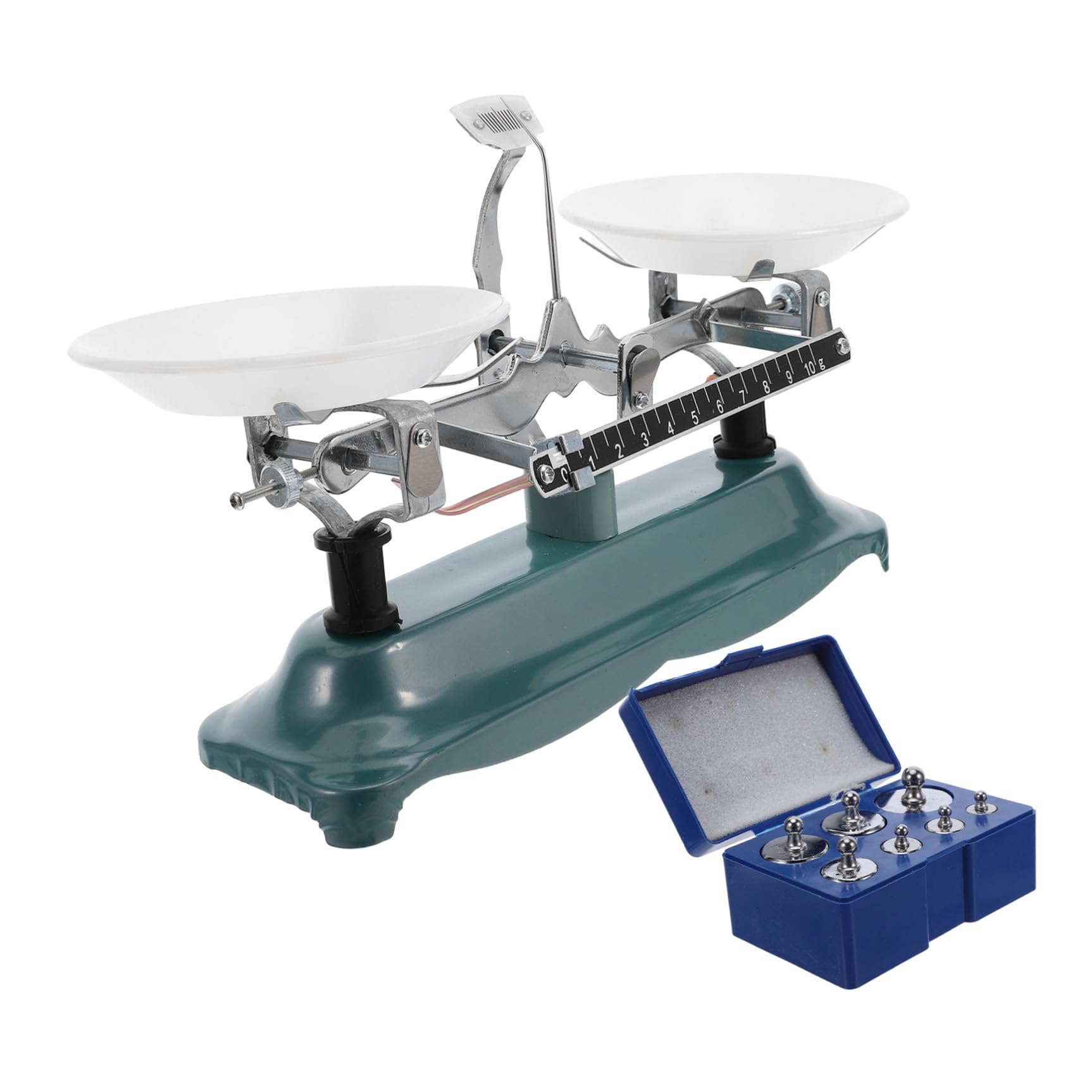 Ciieeo Balance de Laboratoire Matériel Pédagogique de Physique Outil D'enseignement Vert avec Plateau et Accessoires pour Tâches de Recherche 500g