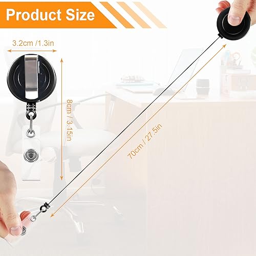 Miniatura 2 de Paquete de 100 clips retráctiles para carrete de insignias con 100 soportes verticales para tarjetas de identificación, portatarjetas retráctiles